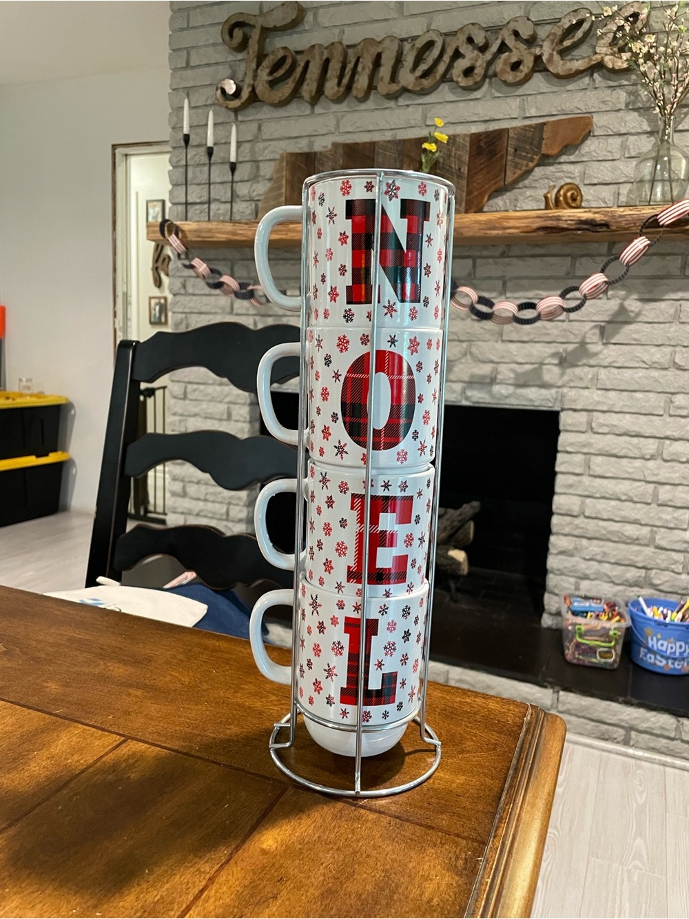 Boston Warehouse Stackable Holiday Mugs Set in White and Red